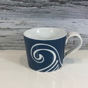 STARBUCKS Blue White Swirl Wave Coffee Mug Cup 13 oz Ocean Sea 2008